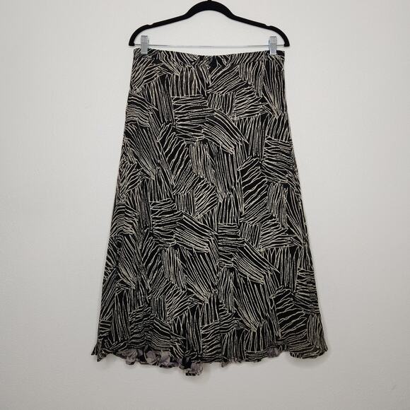 Vintage y2k Skirt Midi Maxi Medium Viscose Reversible Black White Art Nature - Picture 5 of 5